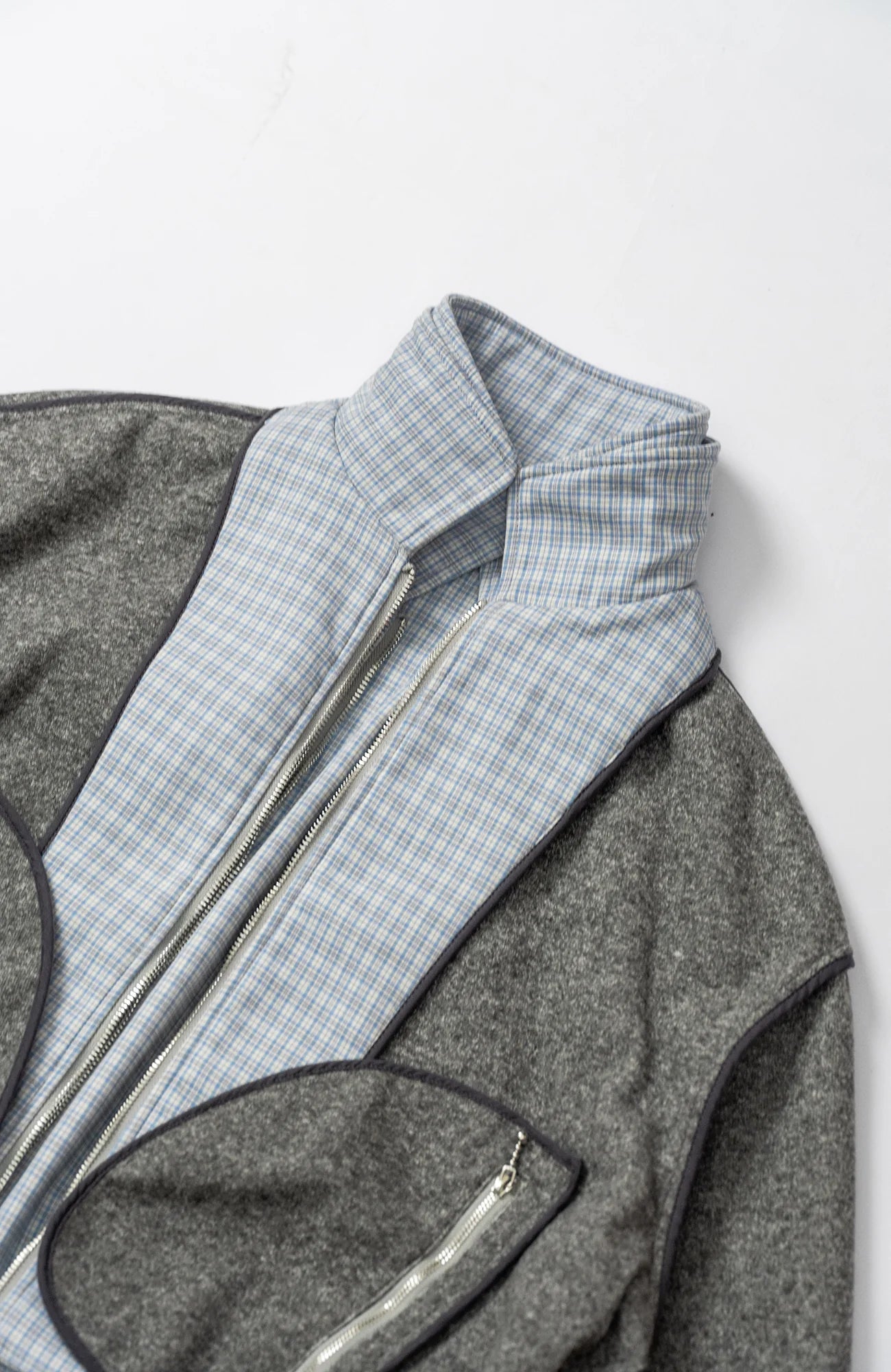 KADAKADA Double-Layer Collar Reversible Plaid Jacket