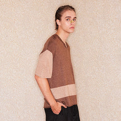 RICHILL Contrast Wool-Blended V-Neck T-Shirt