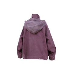 RELABEL Distressed Plaid Hood Oversized Jacket