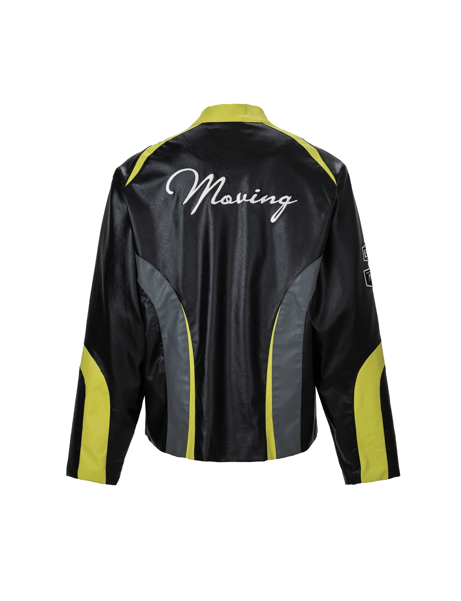 F2CE Contrast Panel Embroidered Moto Jacket