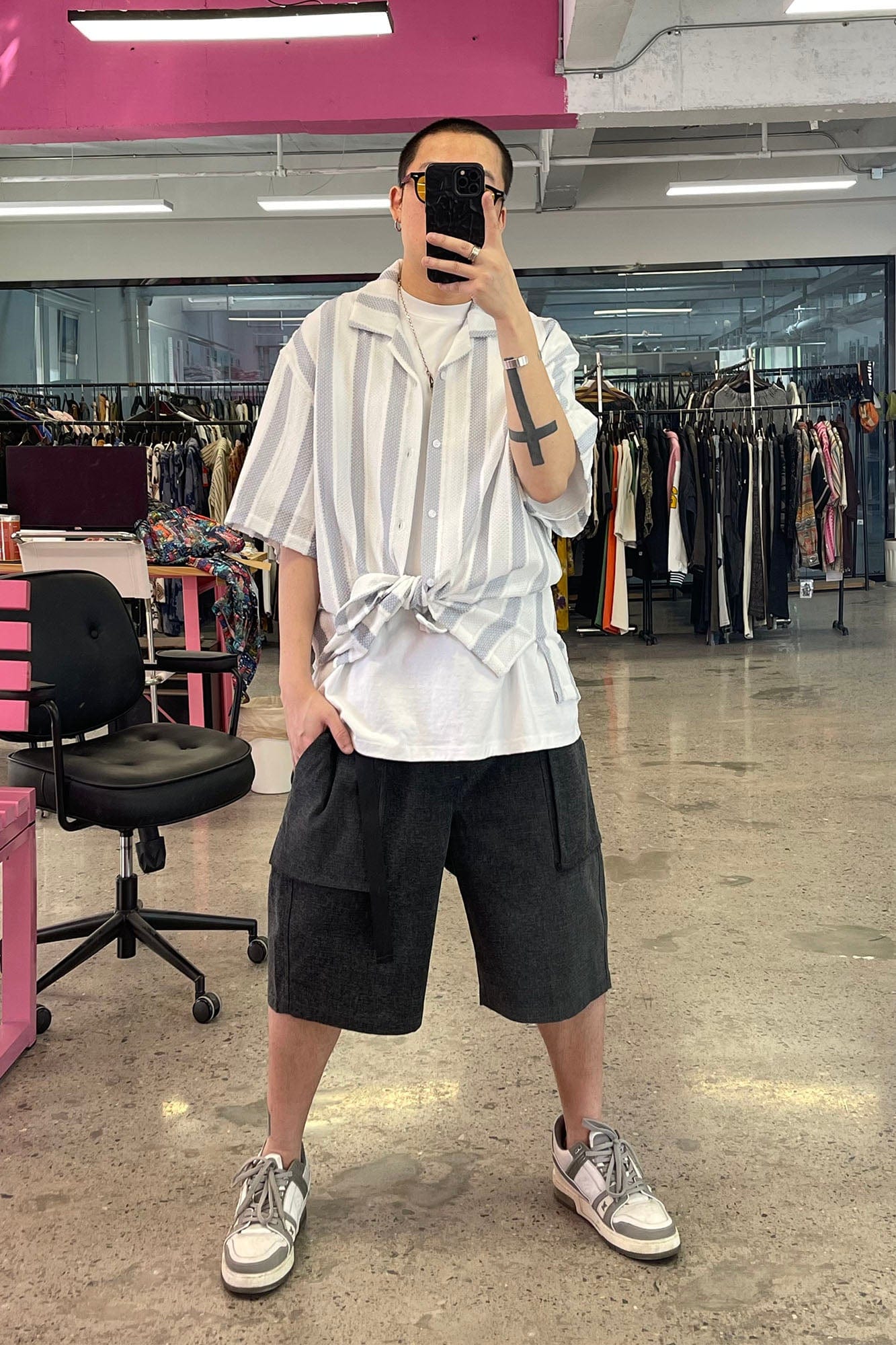 ME DA IGUAL Ethnic Embroidery Belted Shorts