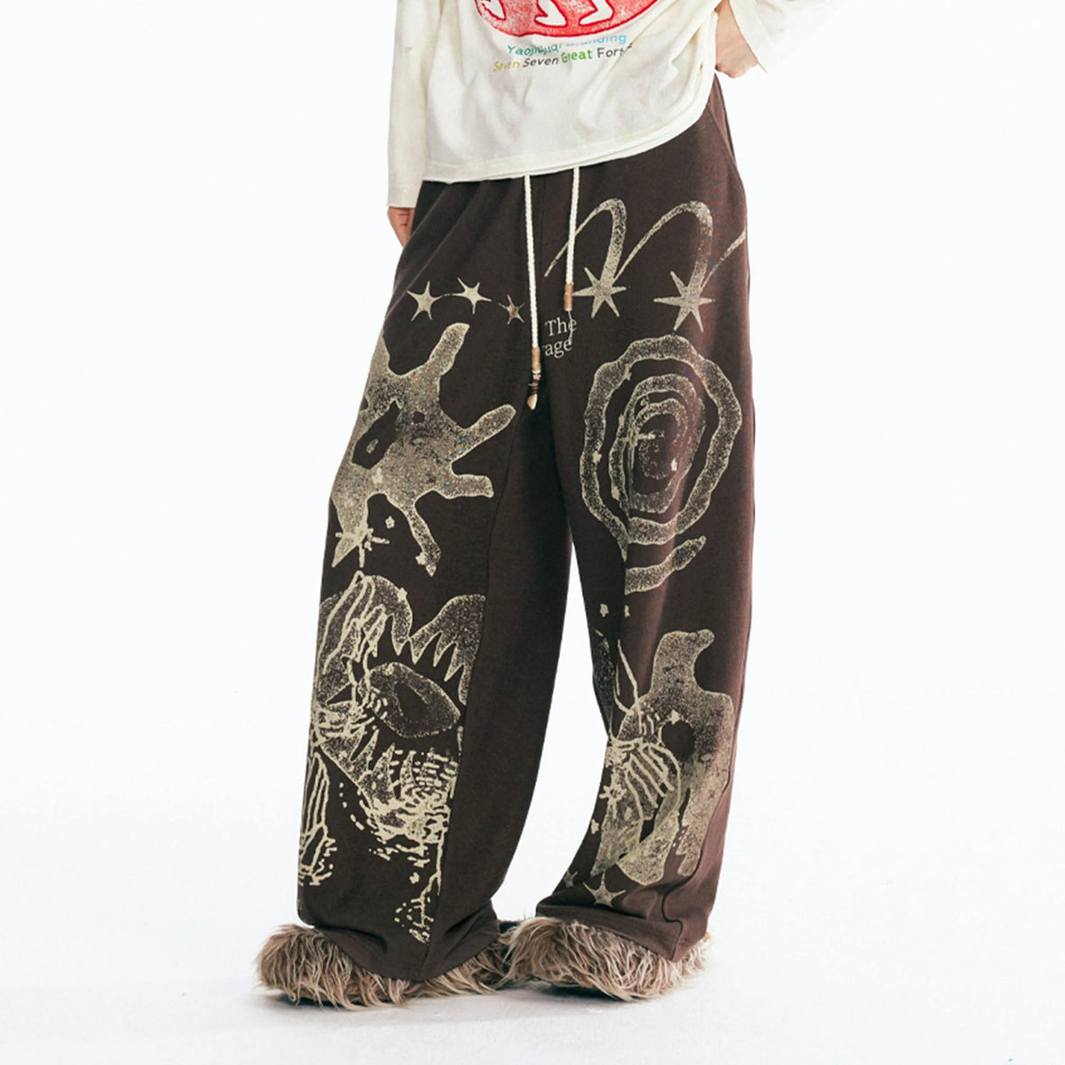 1997 POSTOFFICE Tribal Spiral Beaded Drawstring Sweatpants