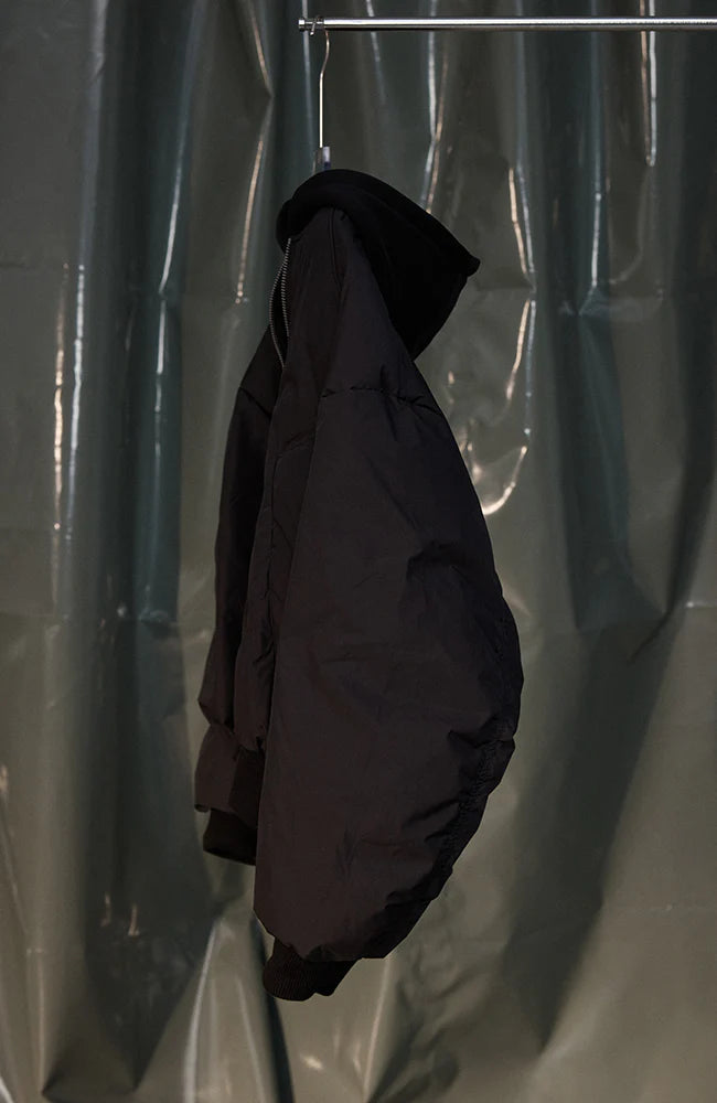 RECOVER ZONE Ruched Layered Hooded Down Jacket