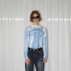 LEONSENSE Denim Print L/S T-Shirt