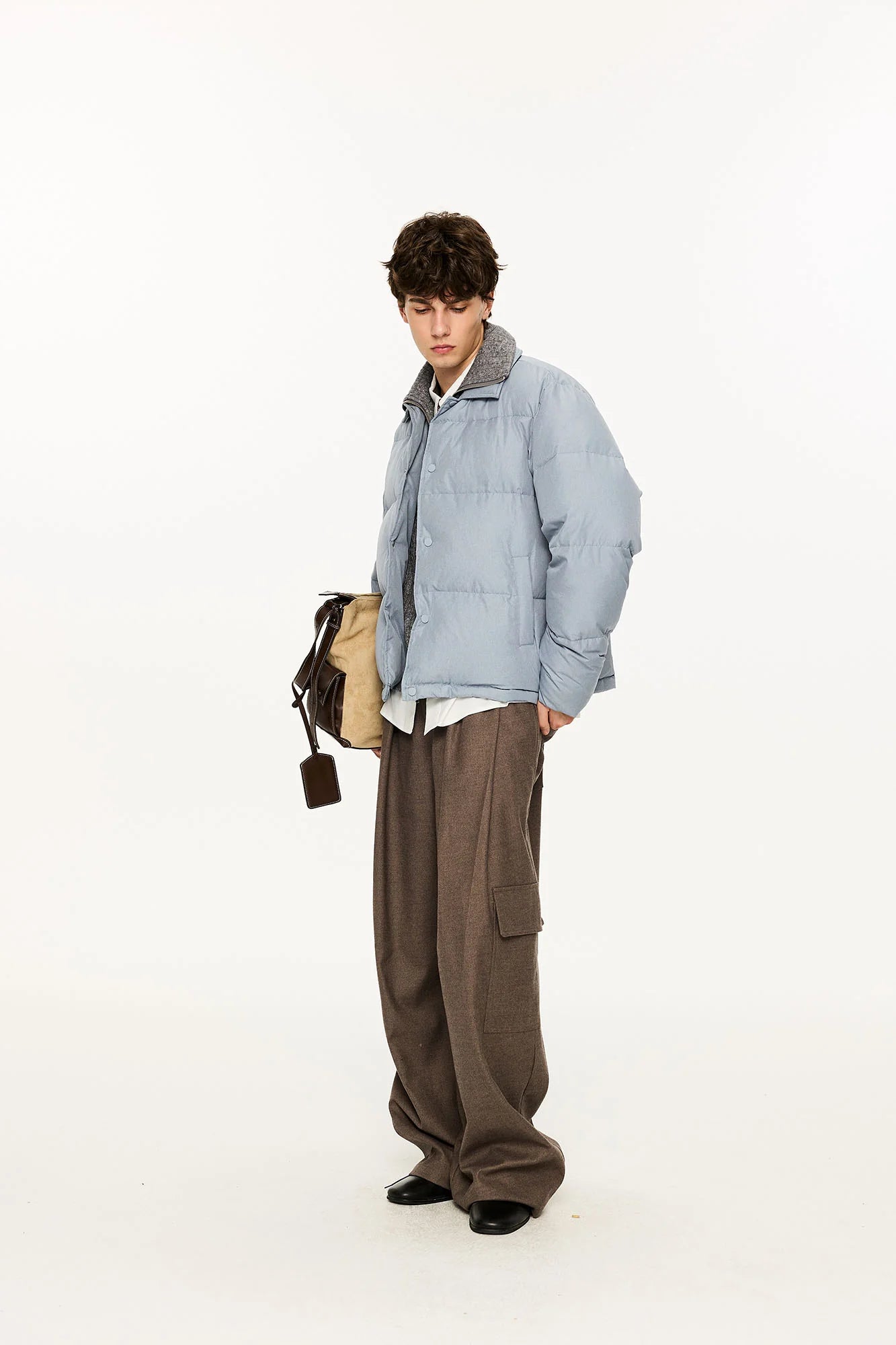 KREATE Faux Layered Cable Knit Puffer Jacket