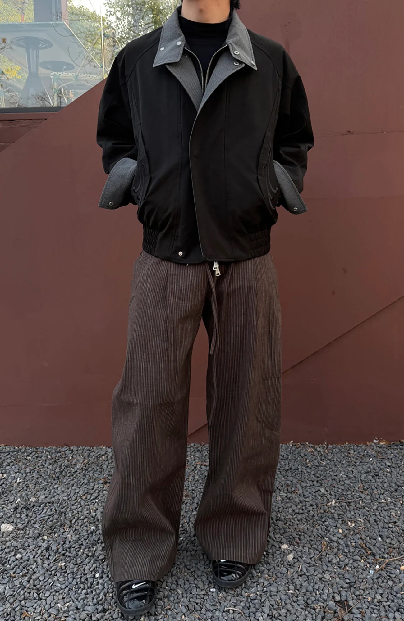 CATSSTAC Striped Double-Pleat Trousers