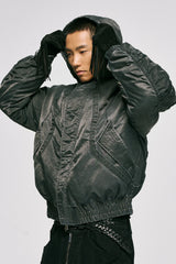 CATSSTAC Washed Nylon Bomber Puffer Jacket