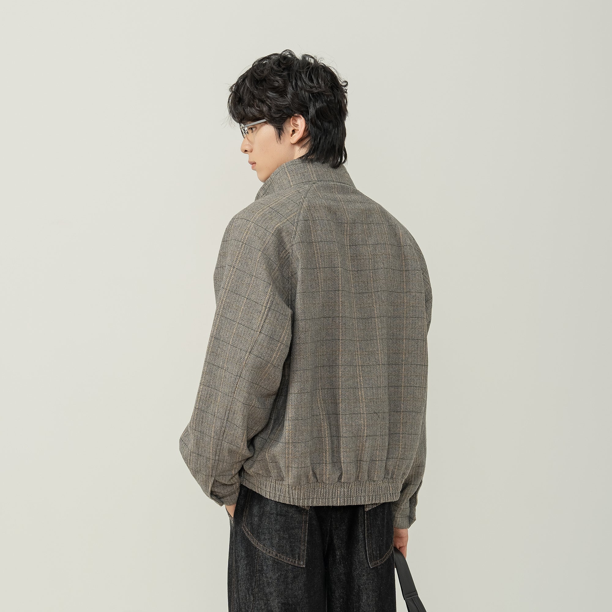 MOITIEDEPETALE Plaid Panels Wool-Blend Jacket