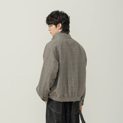 MOITIEDEPETALE Plaid Panels Wool-Blend Jacket
