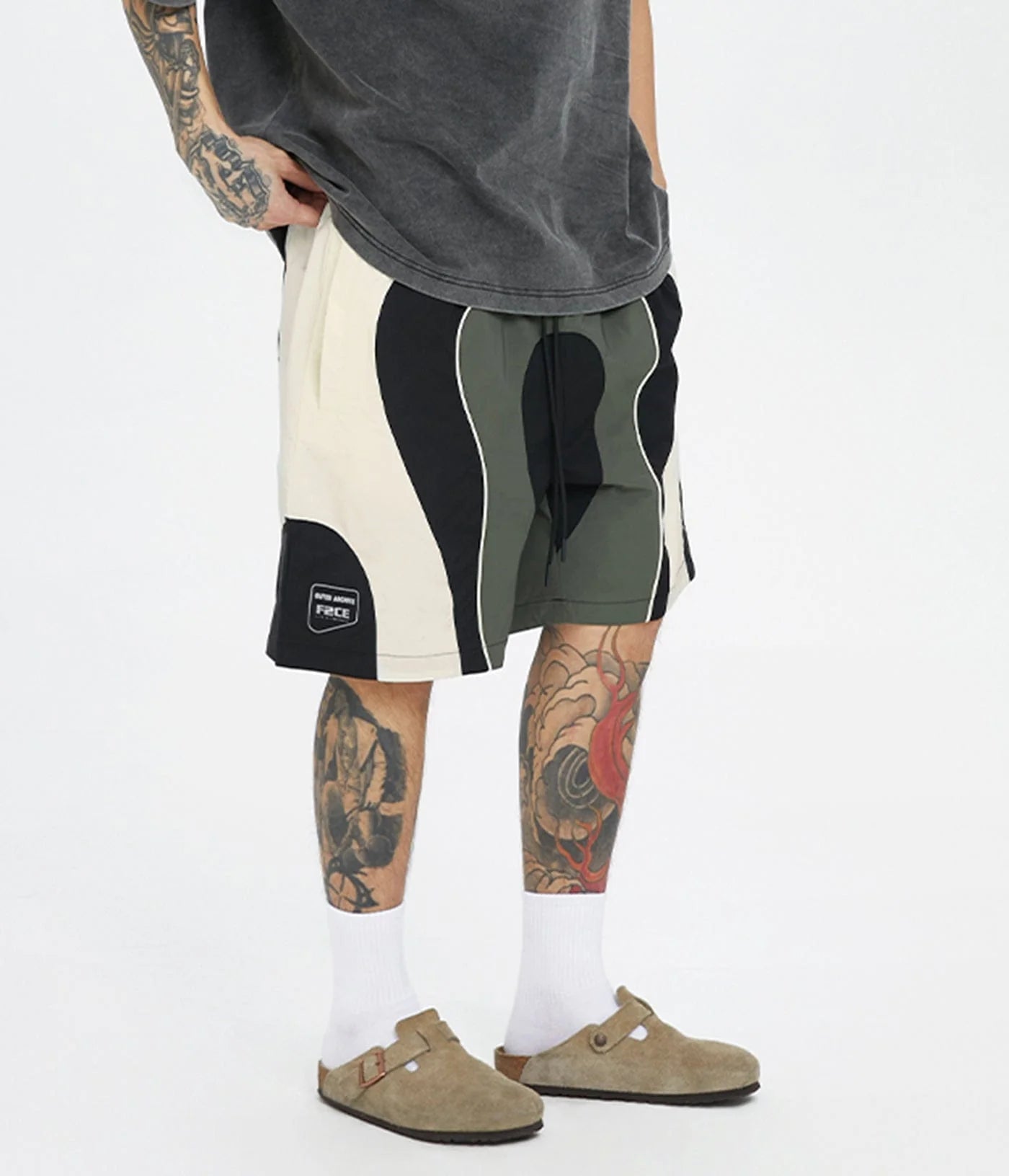 F2CE Spliced Color Block Logo Shorts