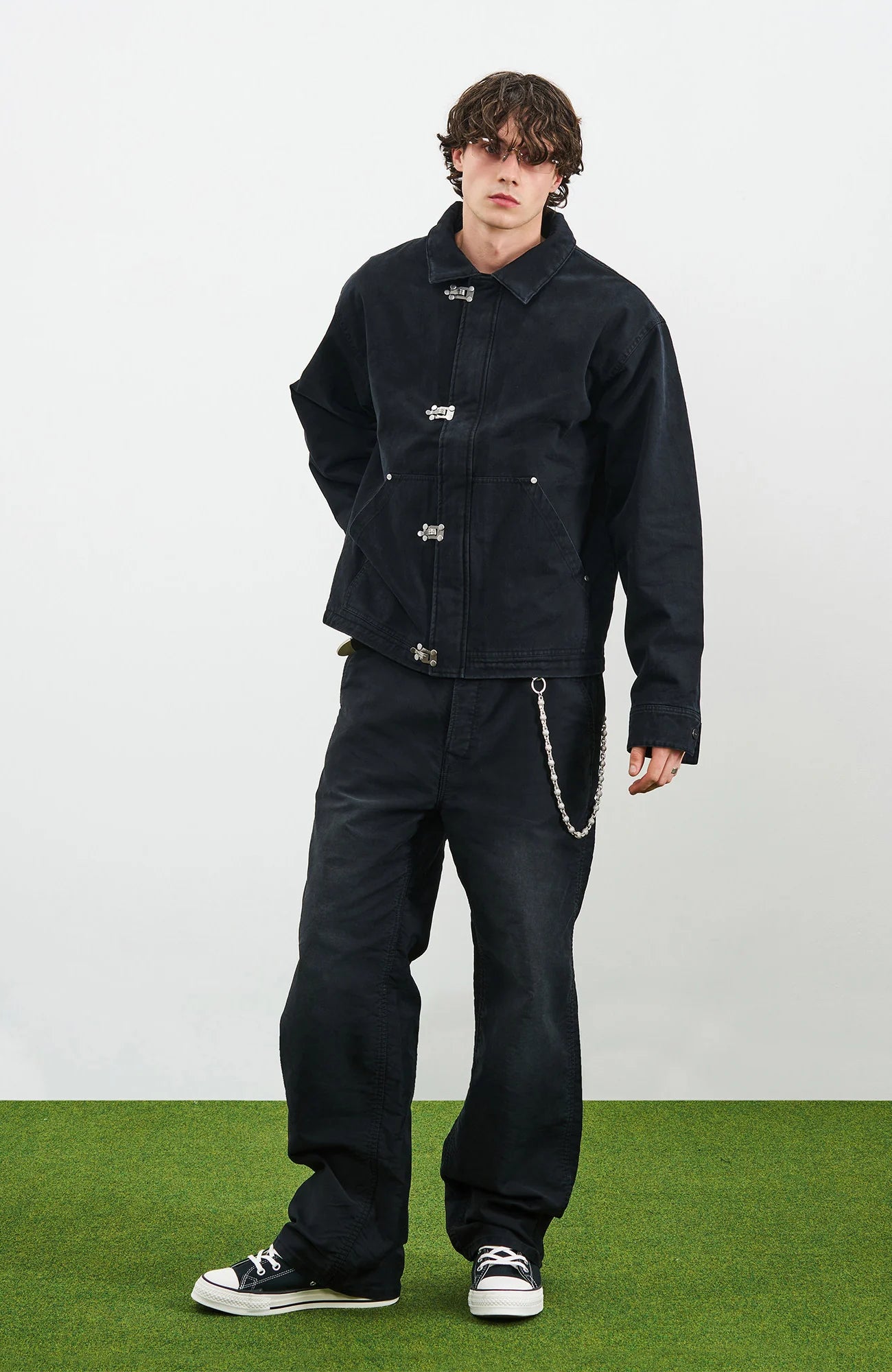 PMW Washed Cotton Buckle-Front Jacket