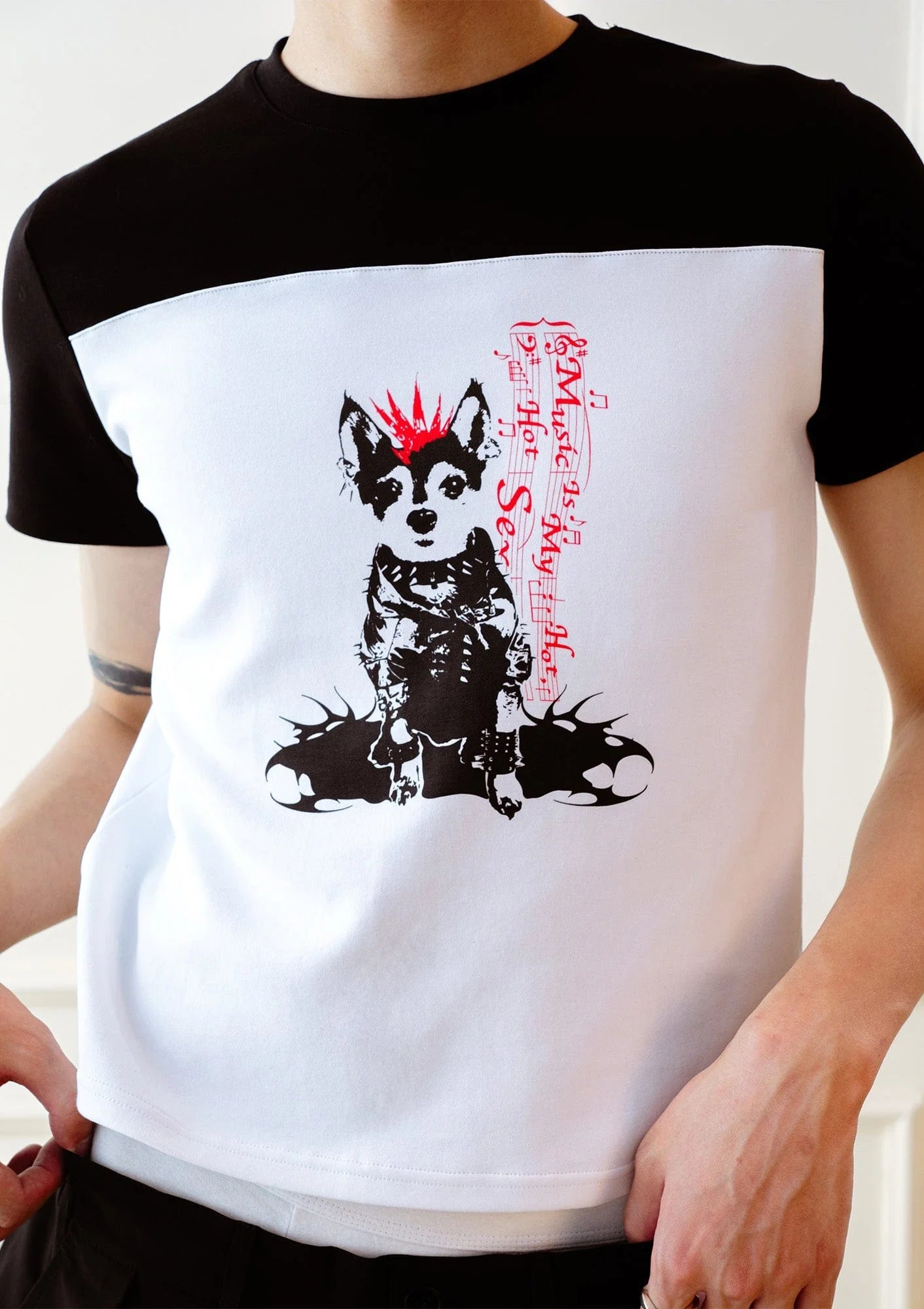 KADAKADA Punk Pup Graphic Spliced T-Shirt