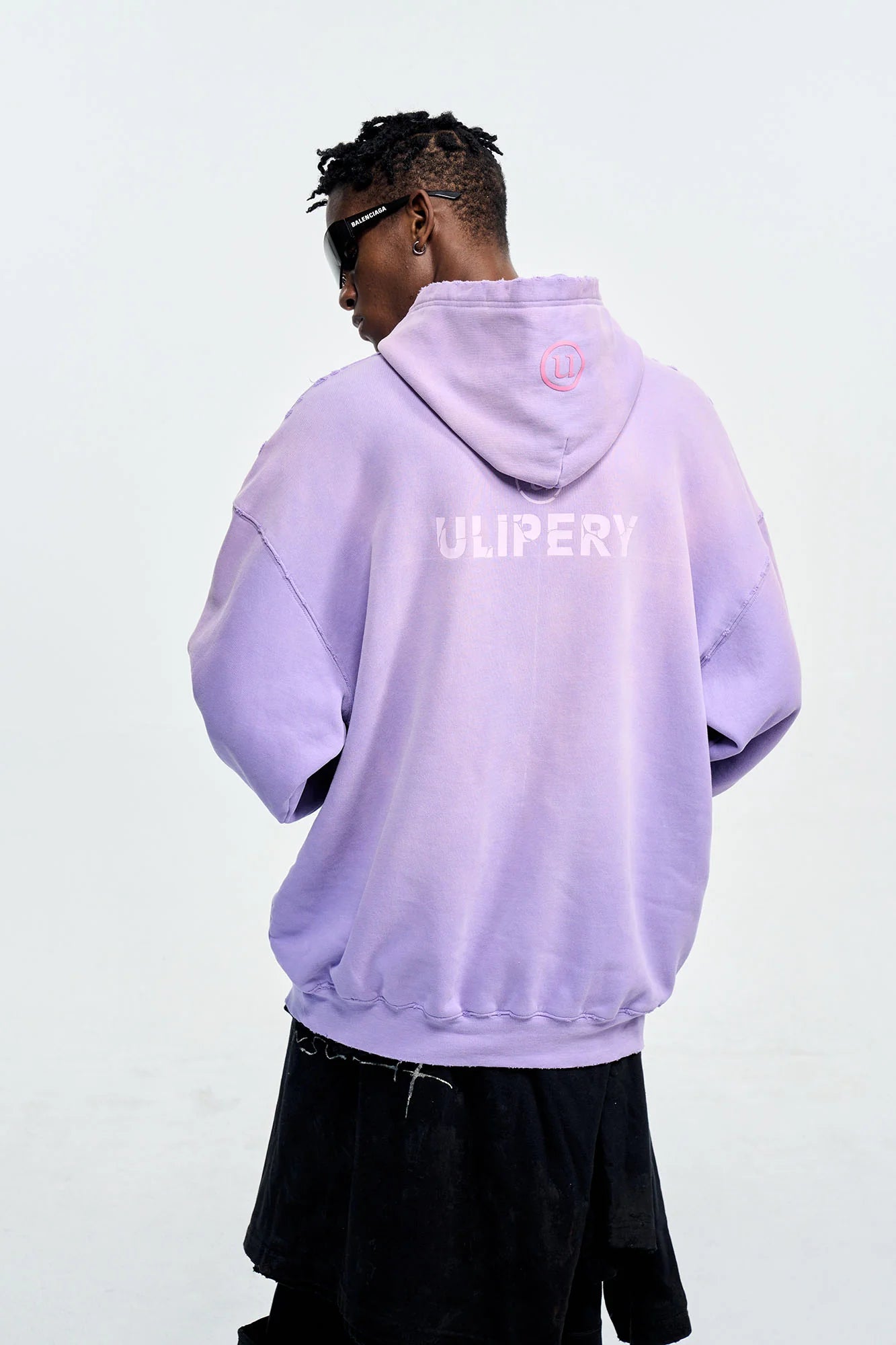 ULIPERY Distressed Gradient Oversized Hoodie Purple