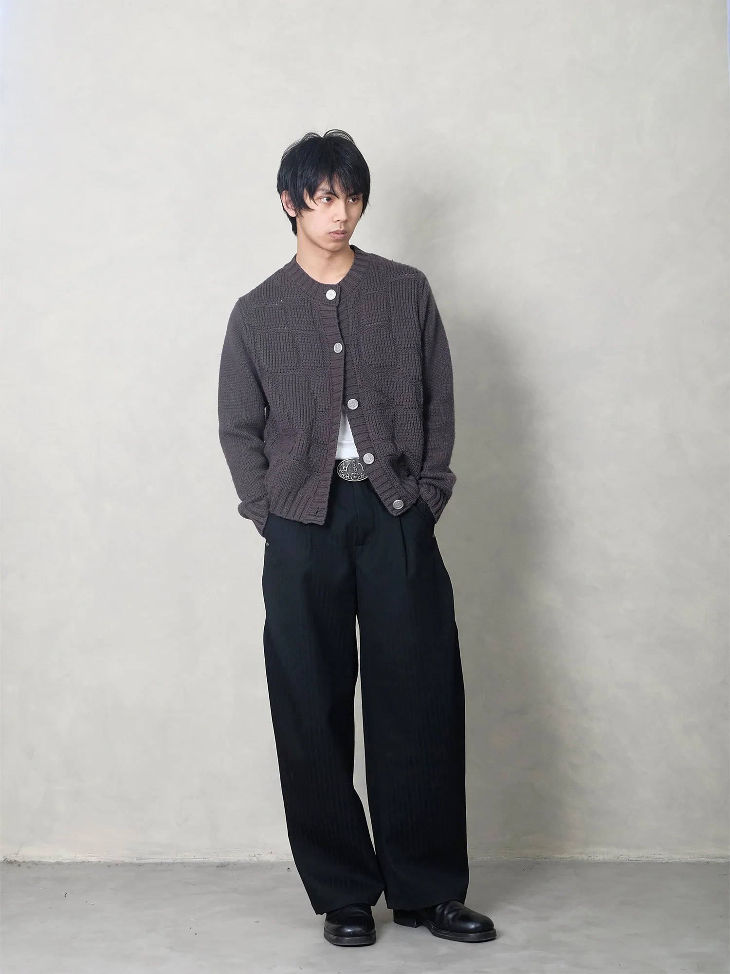 IN EXISTENCE Wool-Blend Snake Scale Jacquard Cardigan