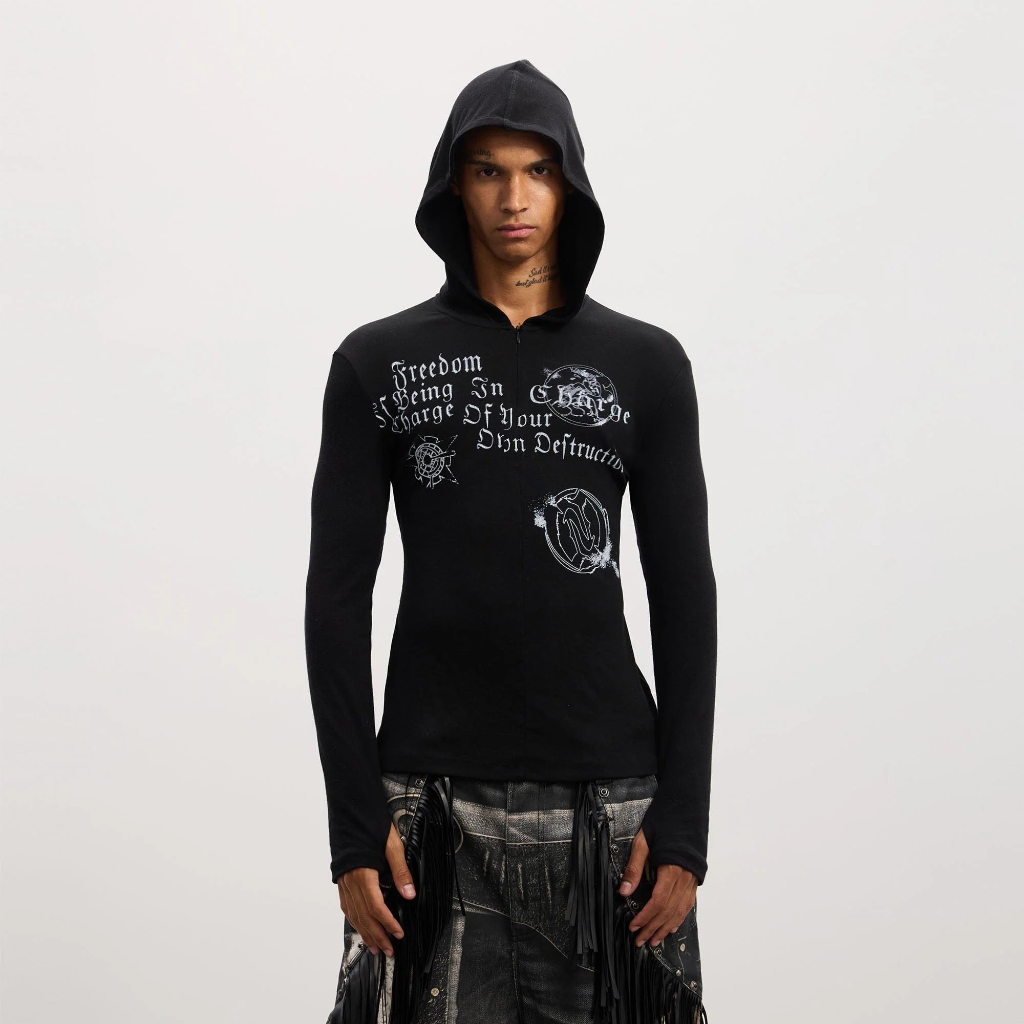 DND4DES Gothic Graphic Slim Zip-Up Hoodie