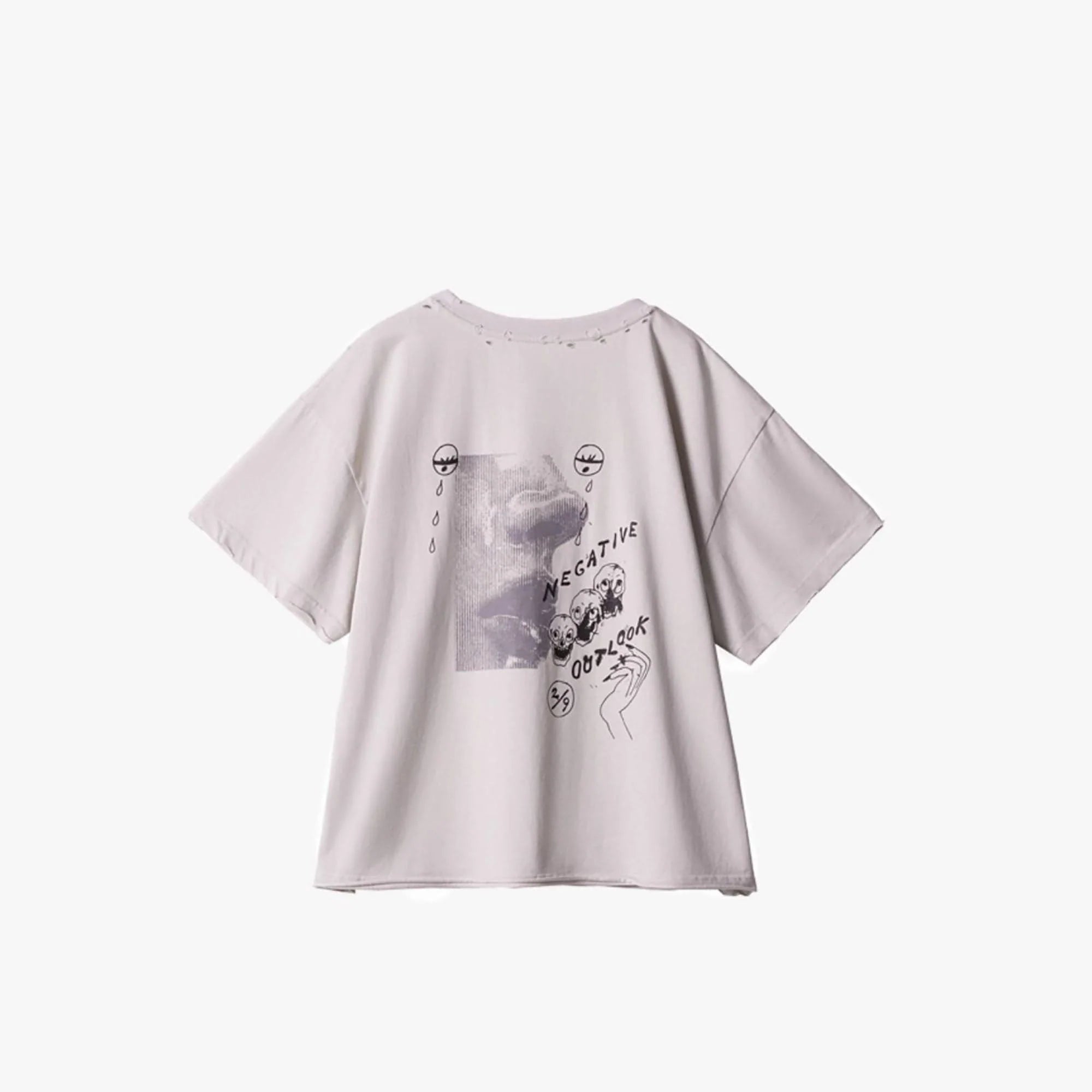 ERROR CODE ROBOT Distressed Raw-Edge Washed Graphic Tee