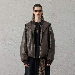 ORGANIC EMOTION Deconstructed PU Oversized Puffer Jacket