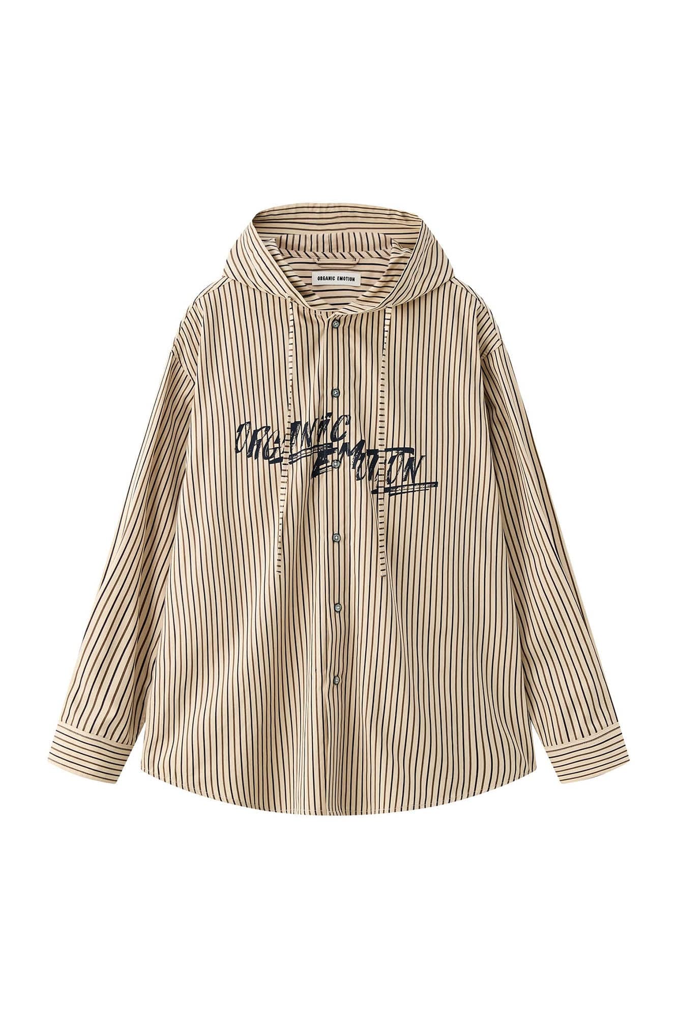 ORGANIC EMOTION Striped Drawstring Hooded Shirt