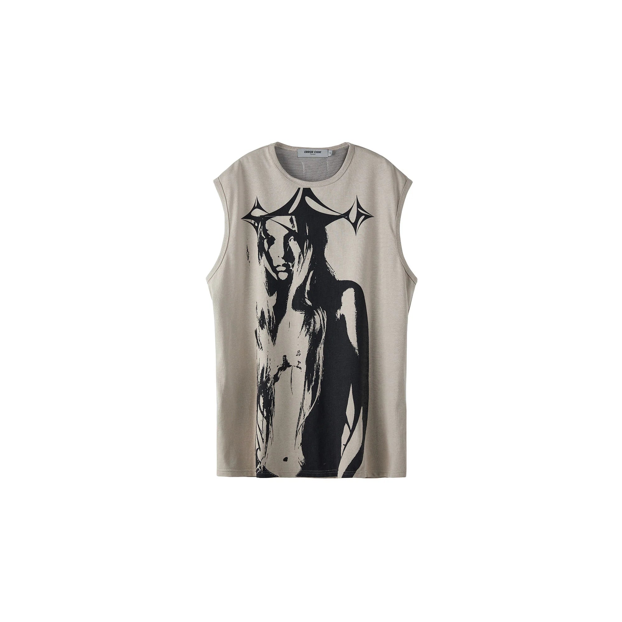 ERROR CODE ROBT Portrait Graphic Mesh Lining Sleeveless Tee