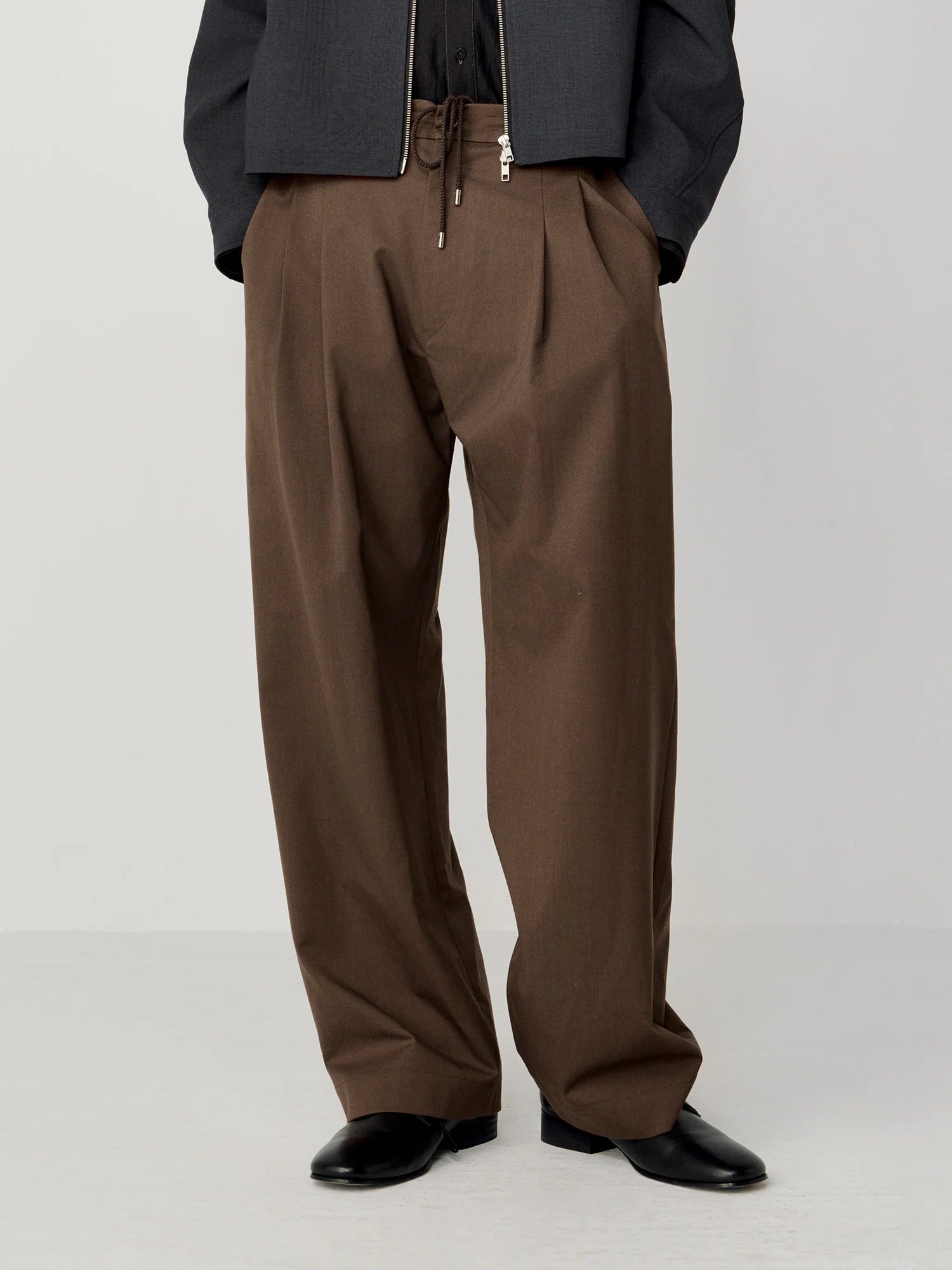 OPICLOTH Wool-Blend Pleated Drawstring Trousers