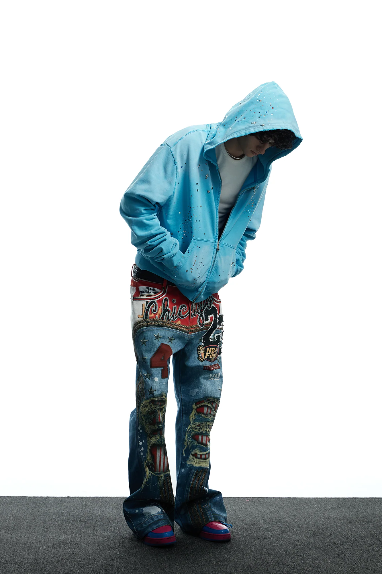 DND4DES Starry Diamond Washed Zip-Up Hoodie