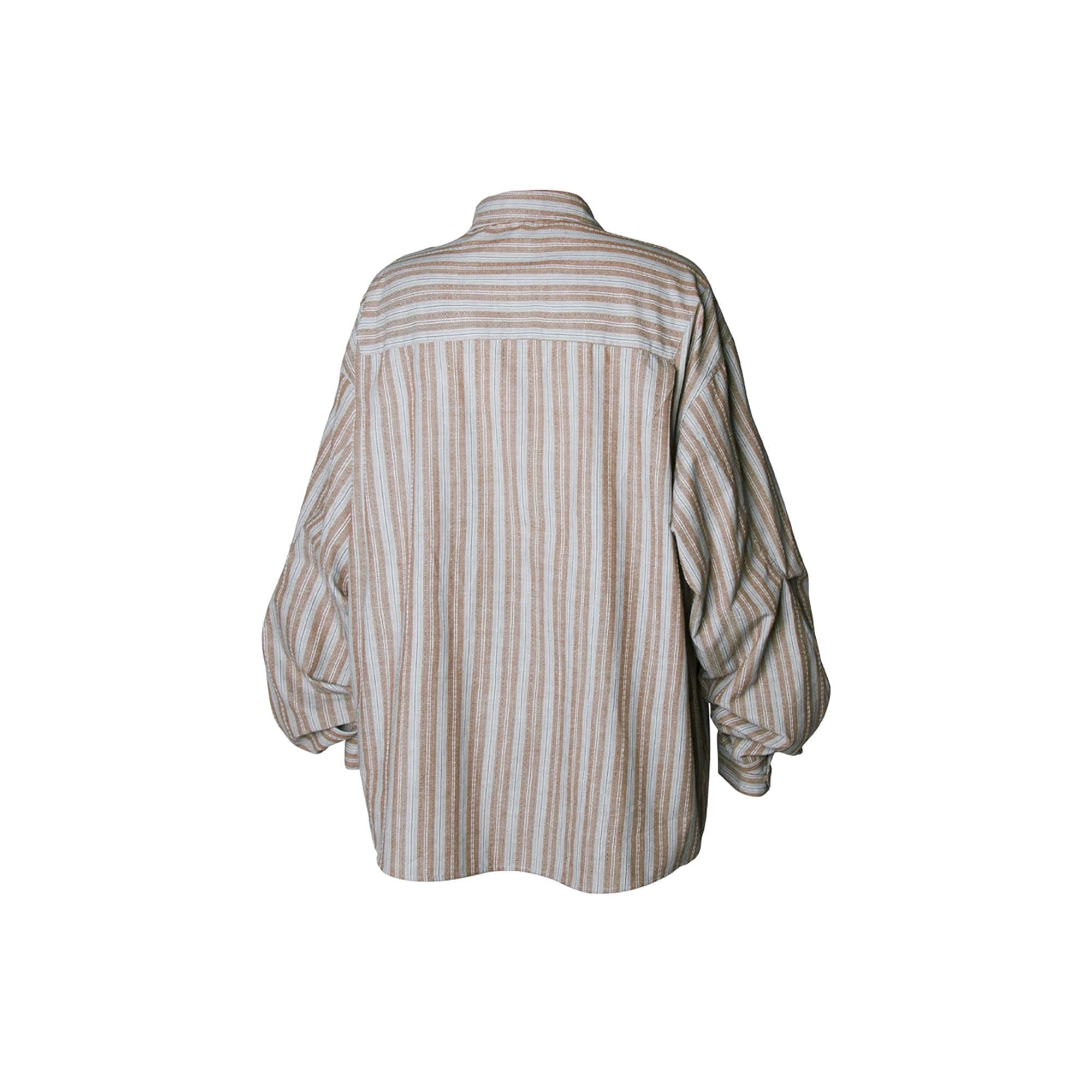 RELABEL Stripe Button-Up Oversized Shirt Brown