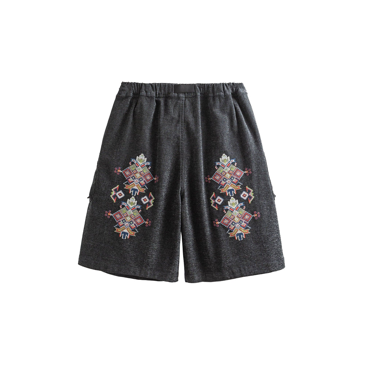ME DA IGUAL Ethnic Embroidery Belted Shorts