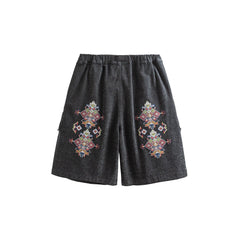 ME DA IGUAL Ethnic Embroidery Belted Shorts