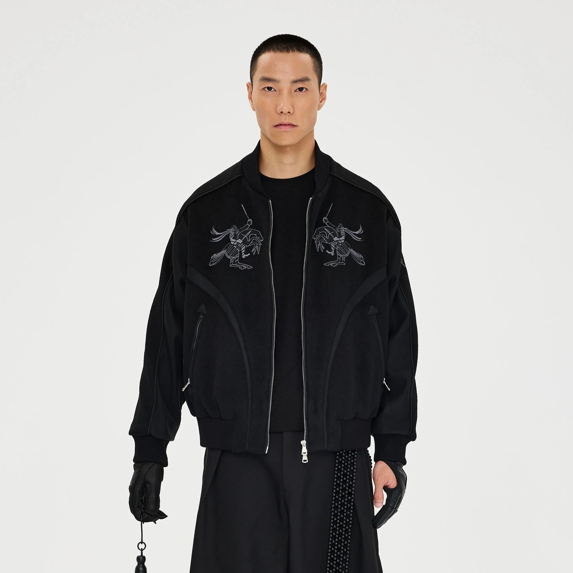 CATSSTAC Warrior Embroidered Panel Bomber Jacket