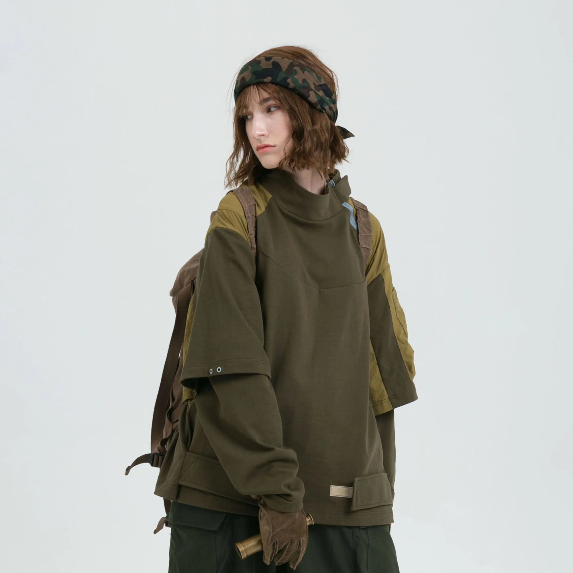 ERROR CODE ROBOT Detachable Sleeve Layered Utility Long-Sleeve Tee