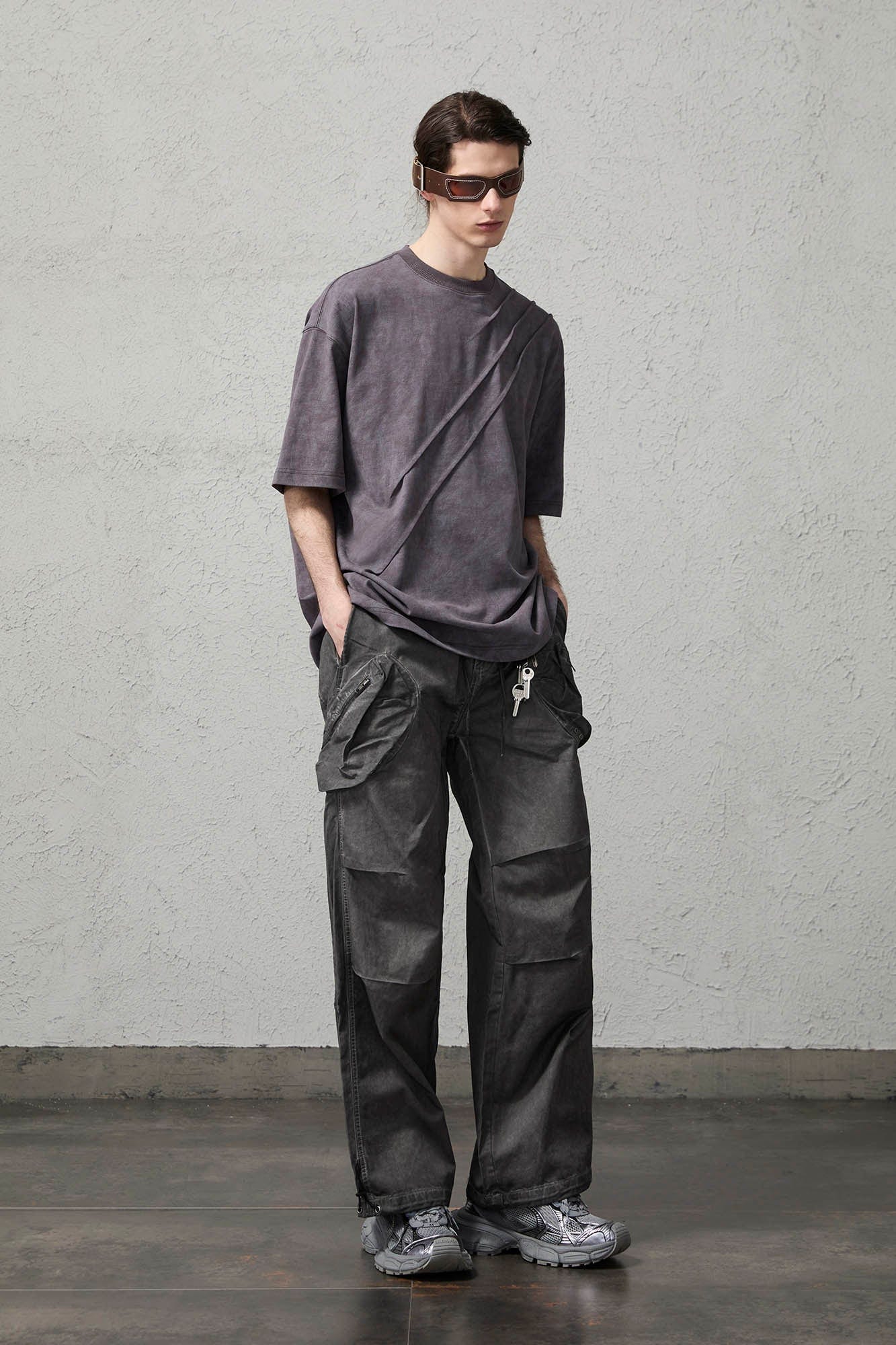 ORGANIC EMOTION Scratch Spliced Washed T-Shirt