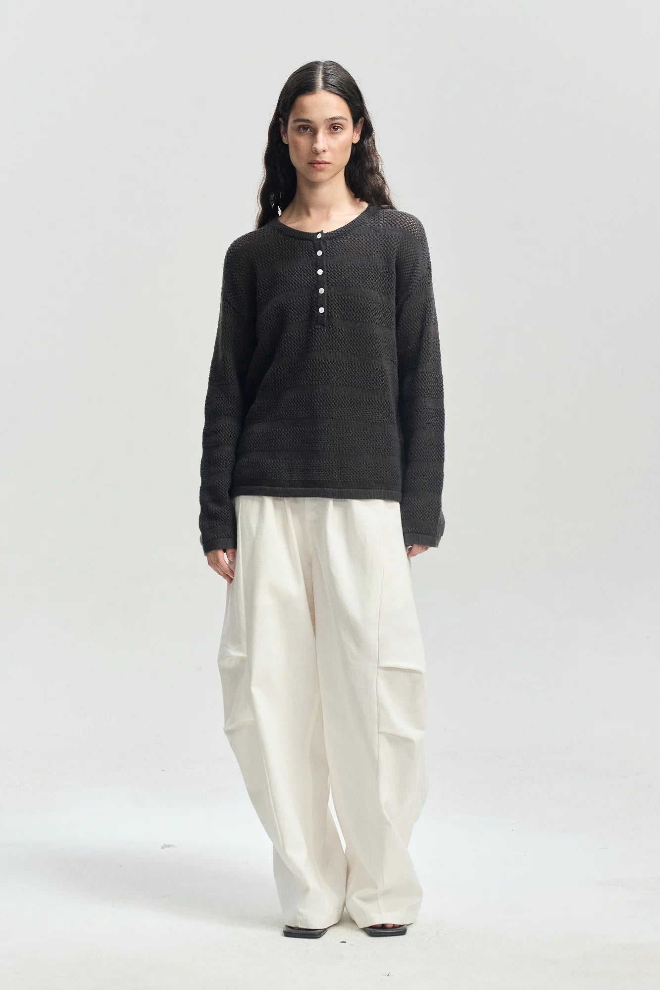 LEONSENSE Modern Curved Paneled Tencel-Cotton Pants
