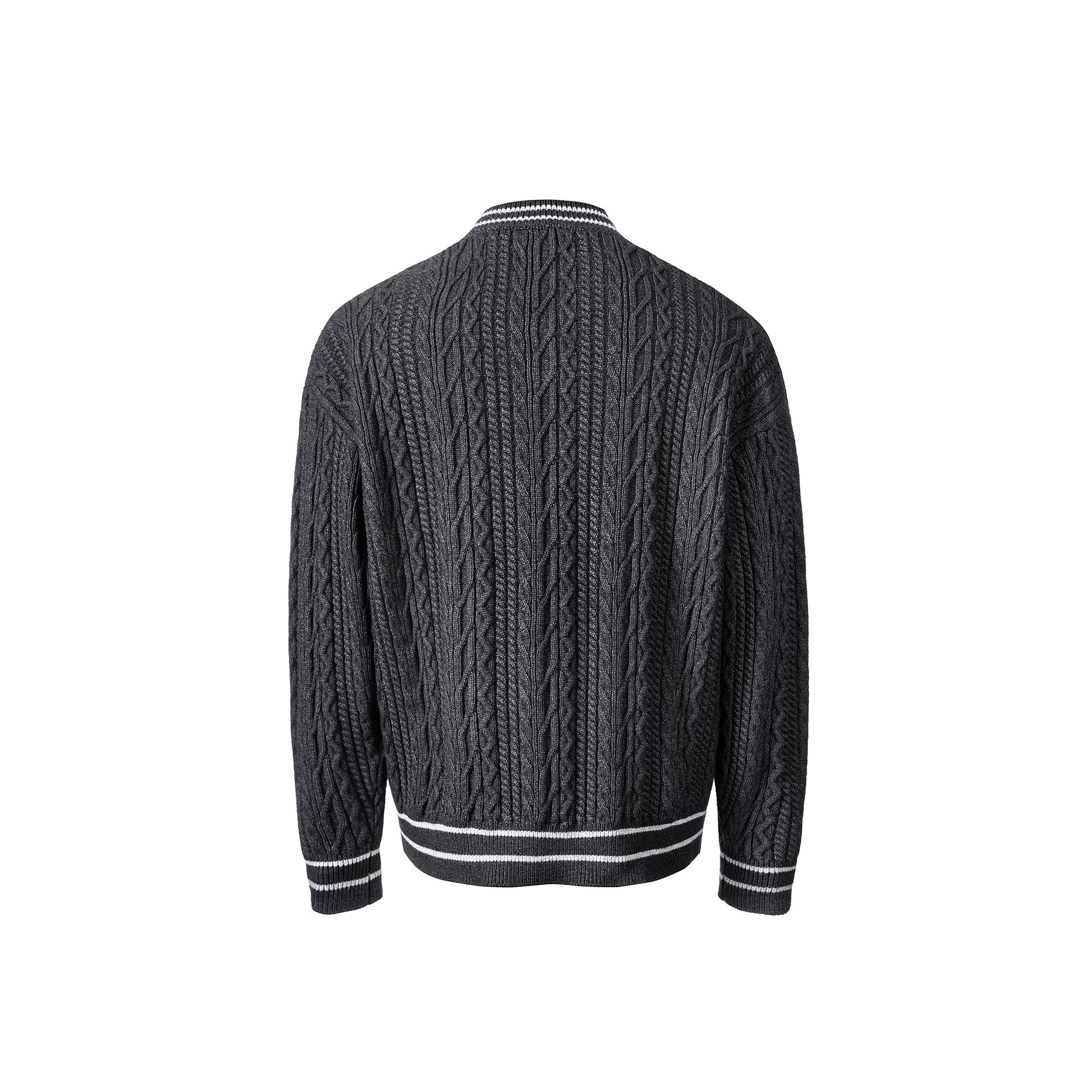 CATSSTAC Varsity V-Neck Cable-Knit Sweater