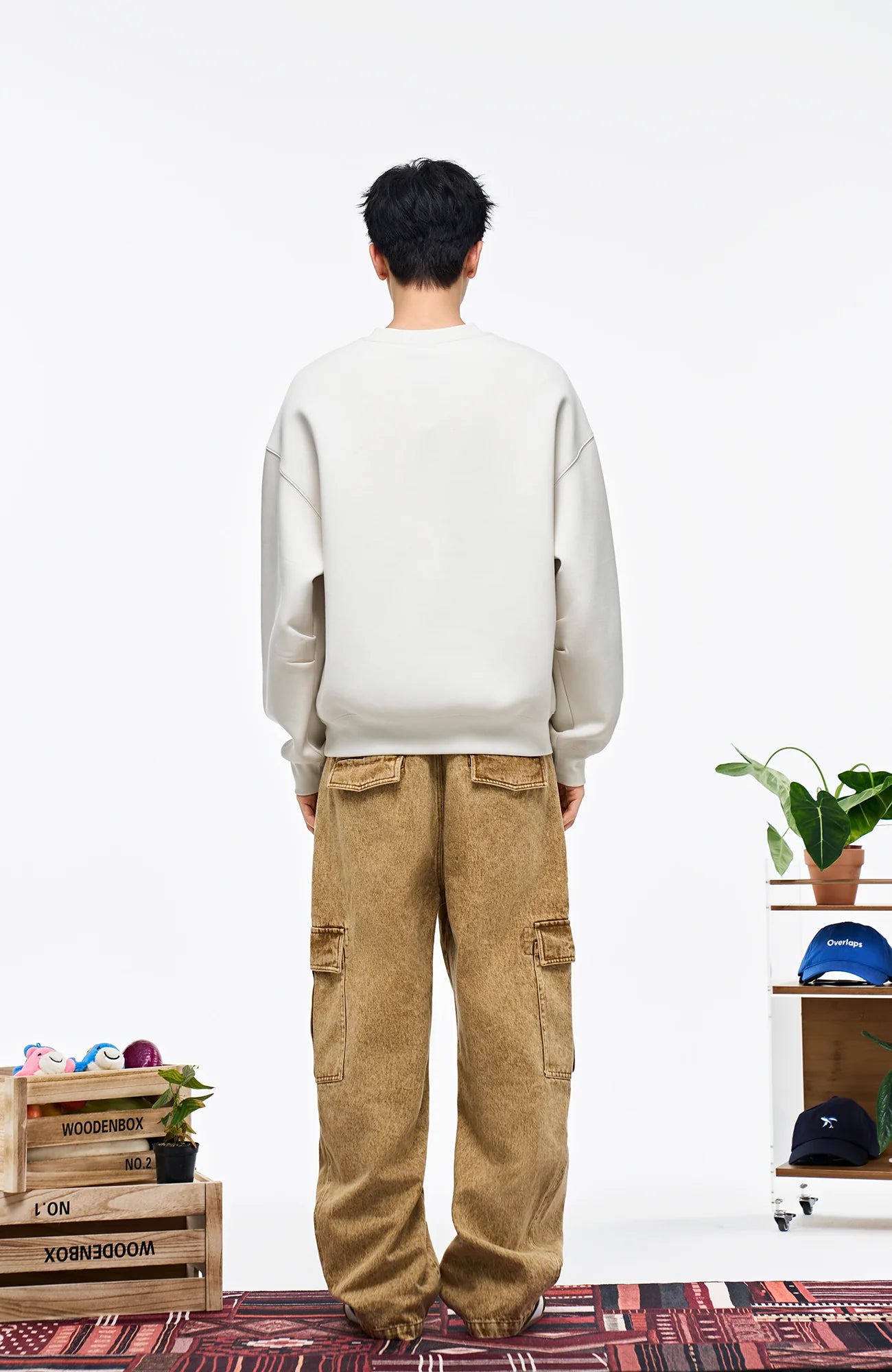 OVERLAPS Washed Utility Cargo Trousers