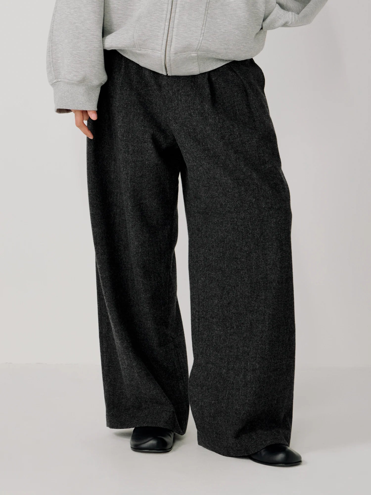 OPICLOTH Herringbone Pleated Wool-Blend Trousers