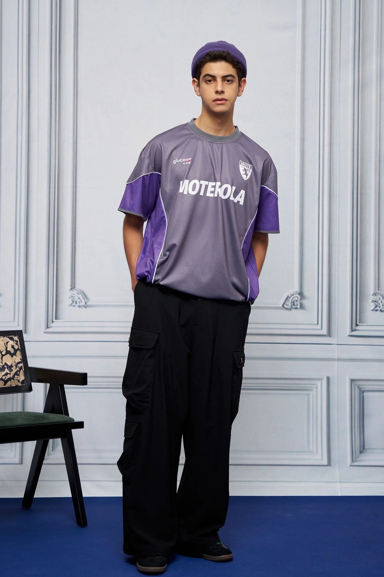 UNLIMITED MOTE x glucose by RMK Contrast Spliced Drawstring Hem Jersey
