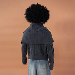 CLP Detachable Capelet Collar Layered Sweater