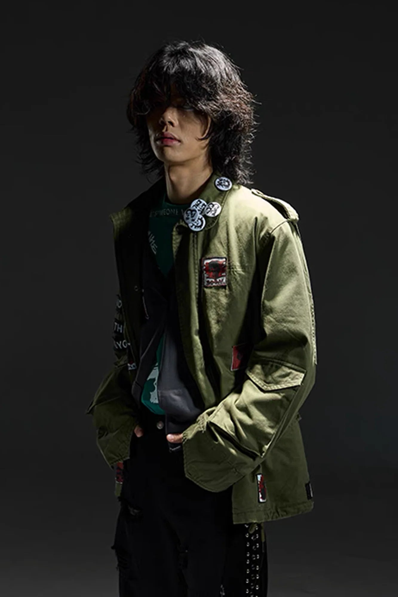 NOTHINGNESS WORLD Slogan Patchwork Multi-Pocket Utility Jacket