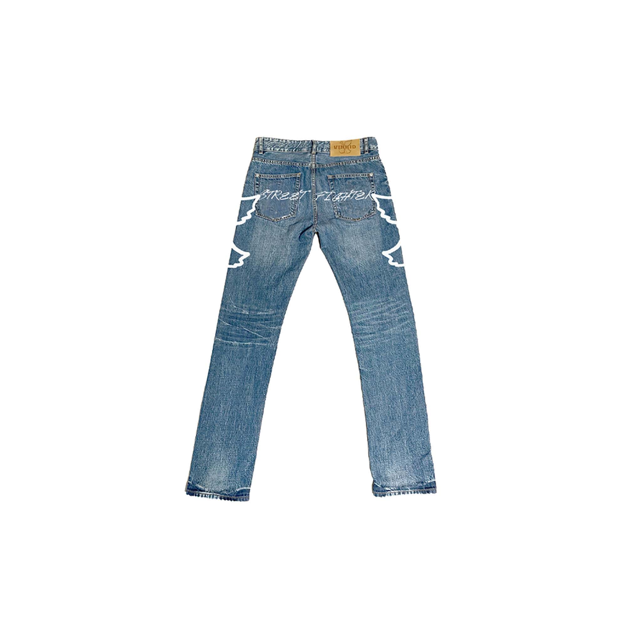 VINKID Dove Embroidered Distressed Stacked Jeans