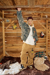 DONSMOKE Paneled Camo Embroidered LOGO Bomber Jacket