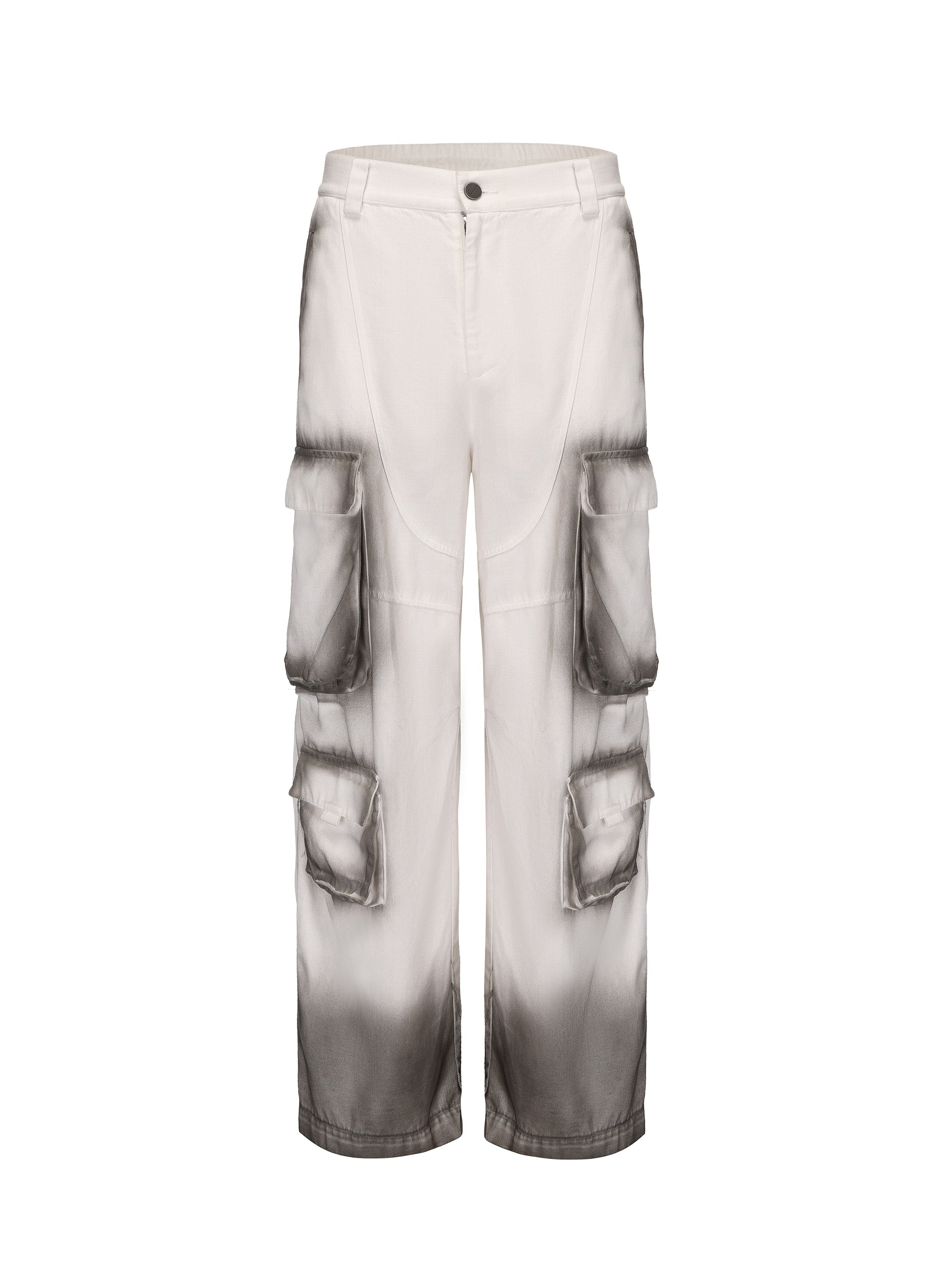 VANN VALRENCE Faded Spray-Dyed Multi-Pocket Cargo Pants