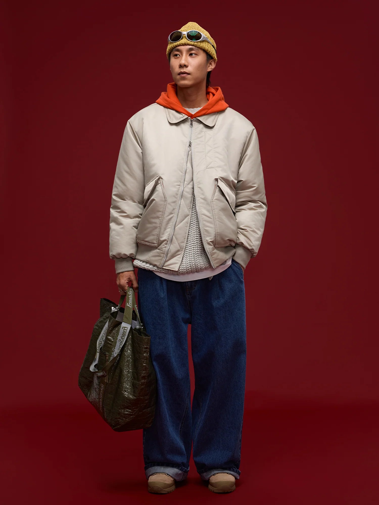 BANANA CLUB Glossy Utility Padded Bomber Jacket