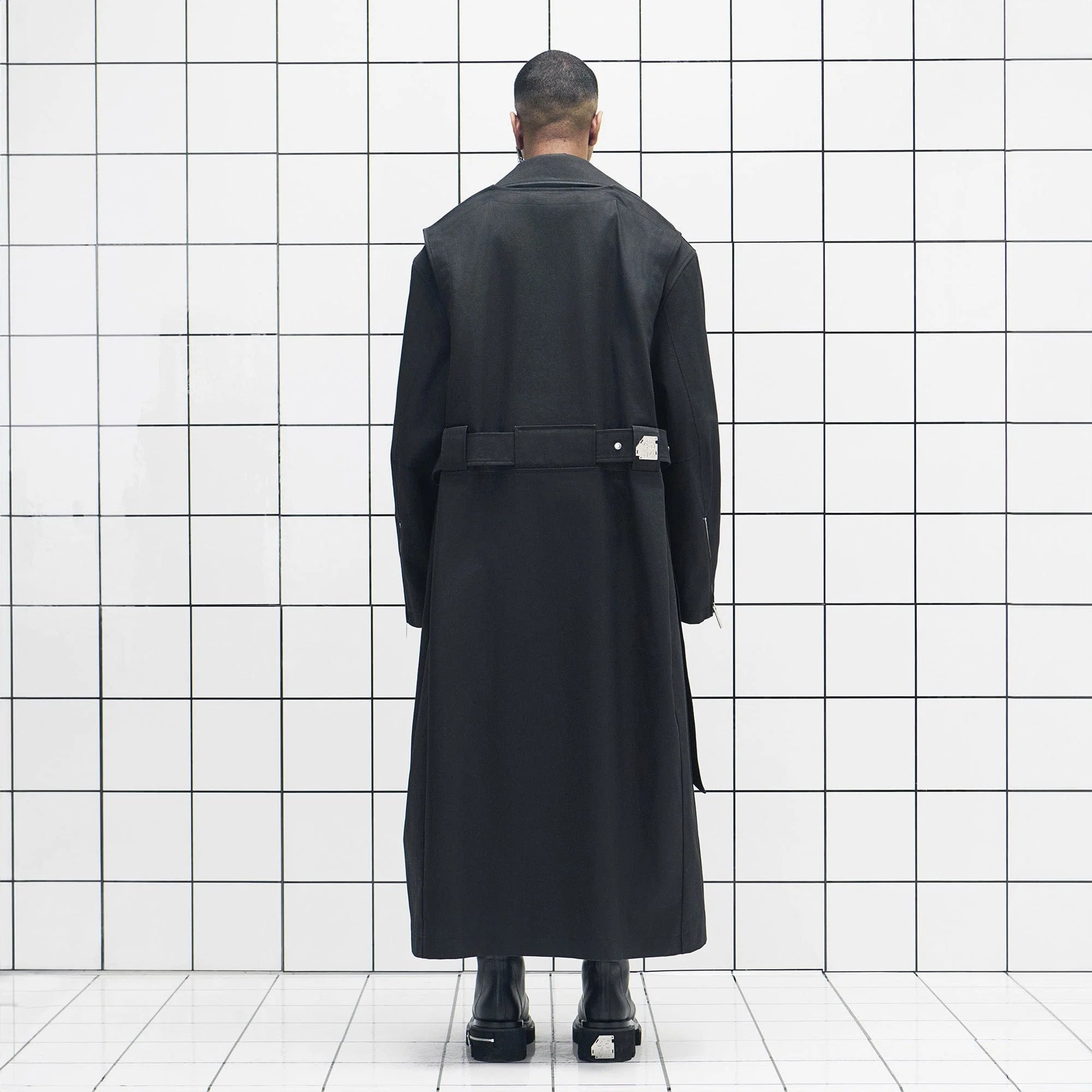 455EMBLE Snap-Fastener PU Trench Coat