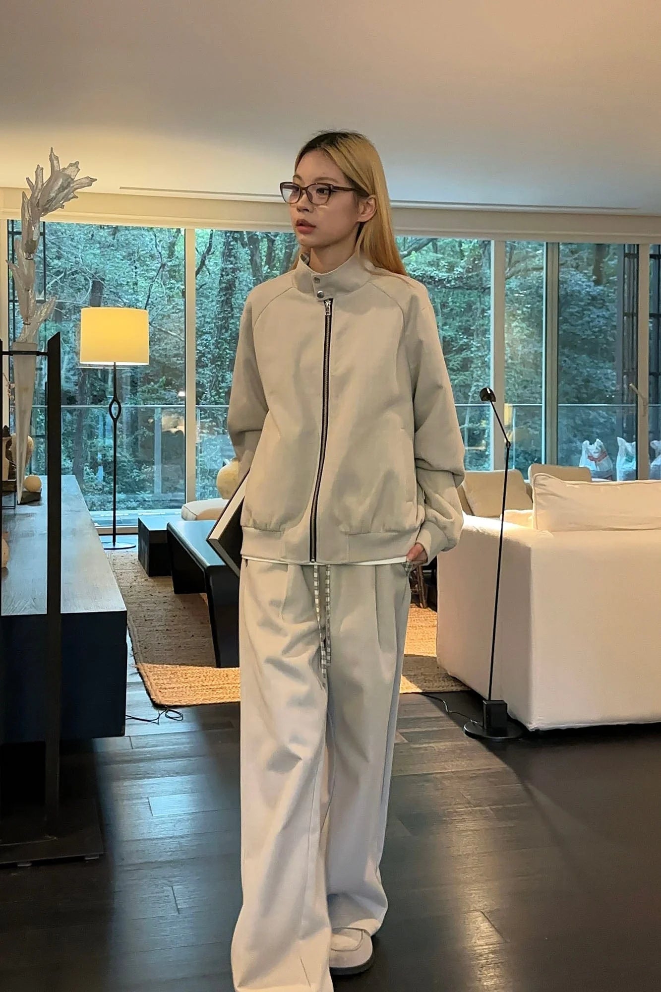 OKAYTHXBYE Plaid Layered Waist Drawstring Sweatpants