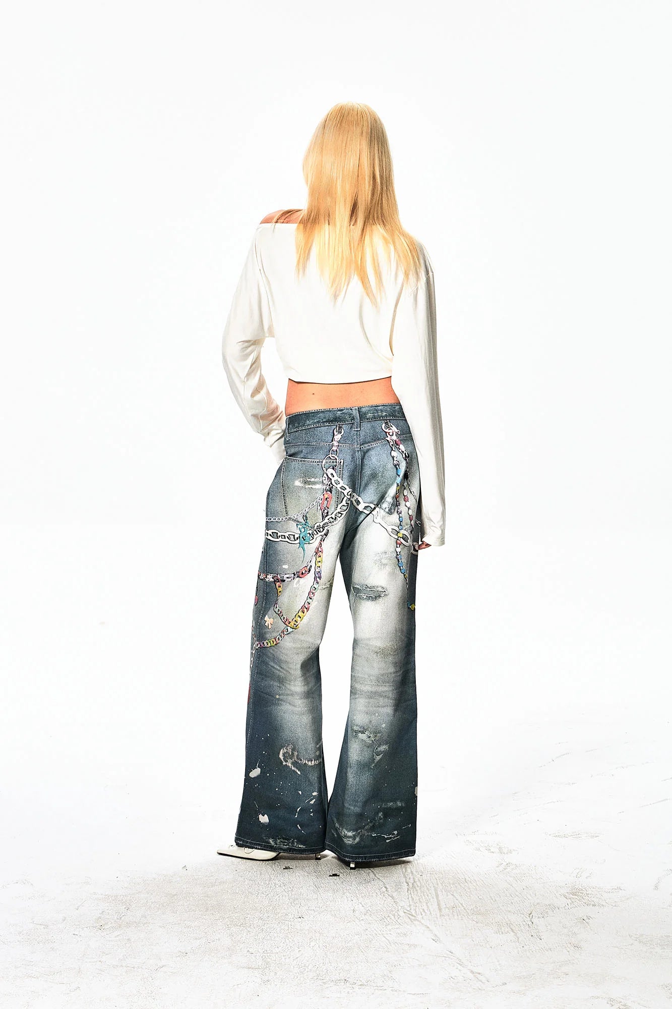DND4DES Cartoon Chain Wide-Leg Jeans