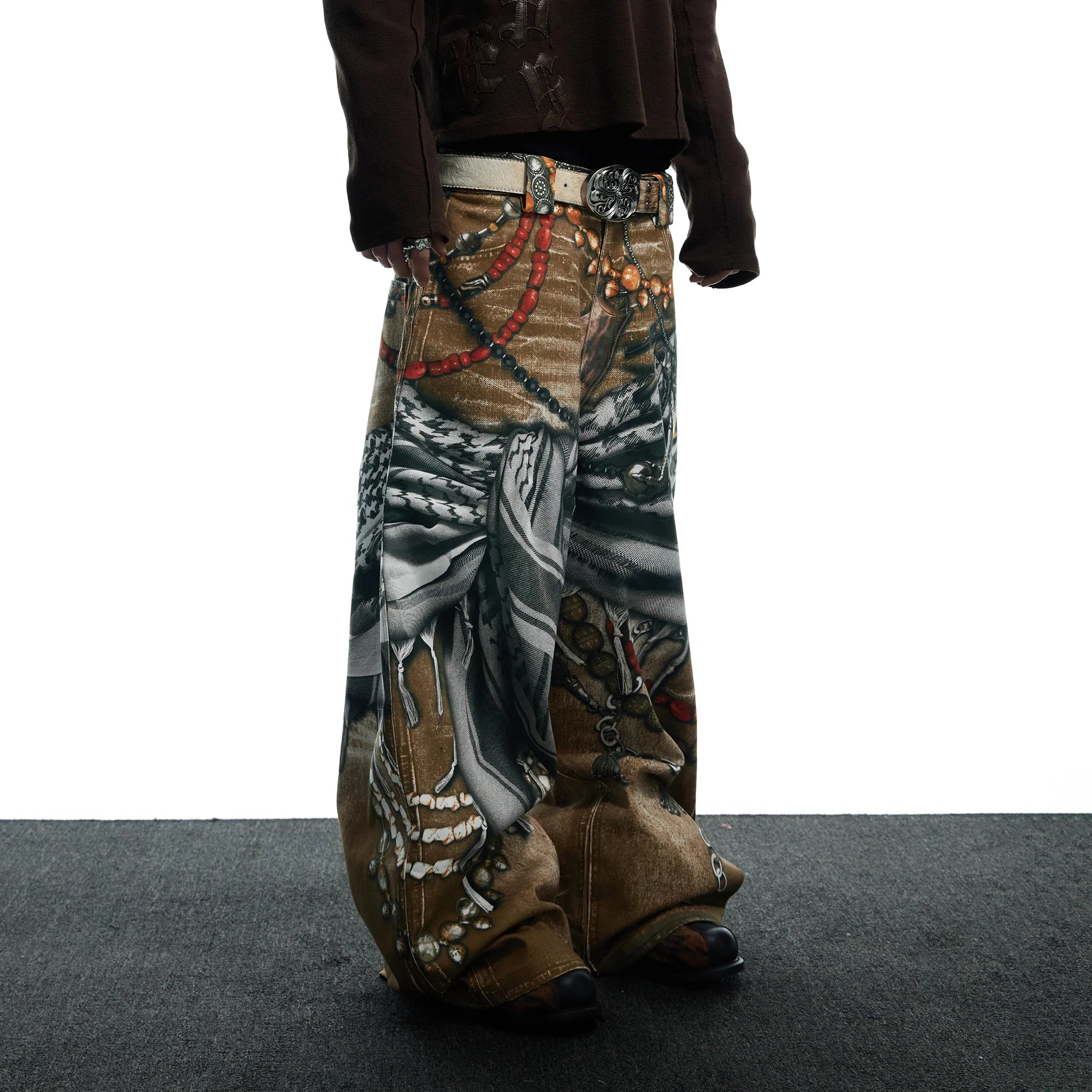 DND4DES Antique Jewelry Print Baggy Jeans