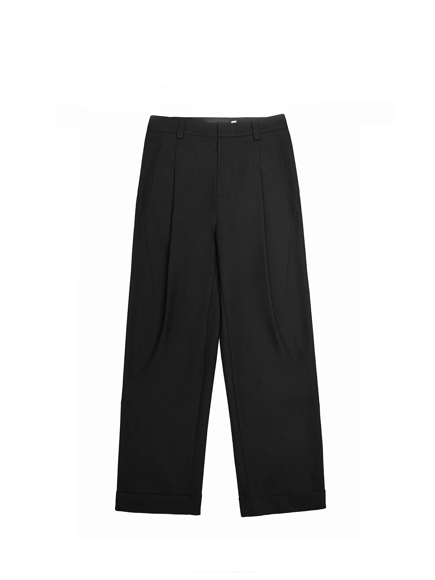 FACEONLAB Classic Wool Pleated Tailored Trousers Black