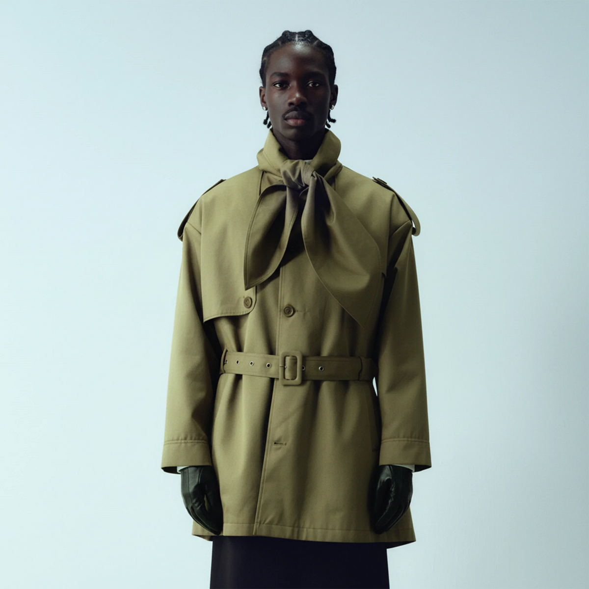 KADAKADA Scarf-Tie Waterproof Belted Trench
