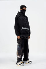 ULIPERY Distressed Glow Face-Cover Hooded Jacket