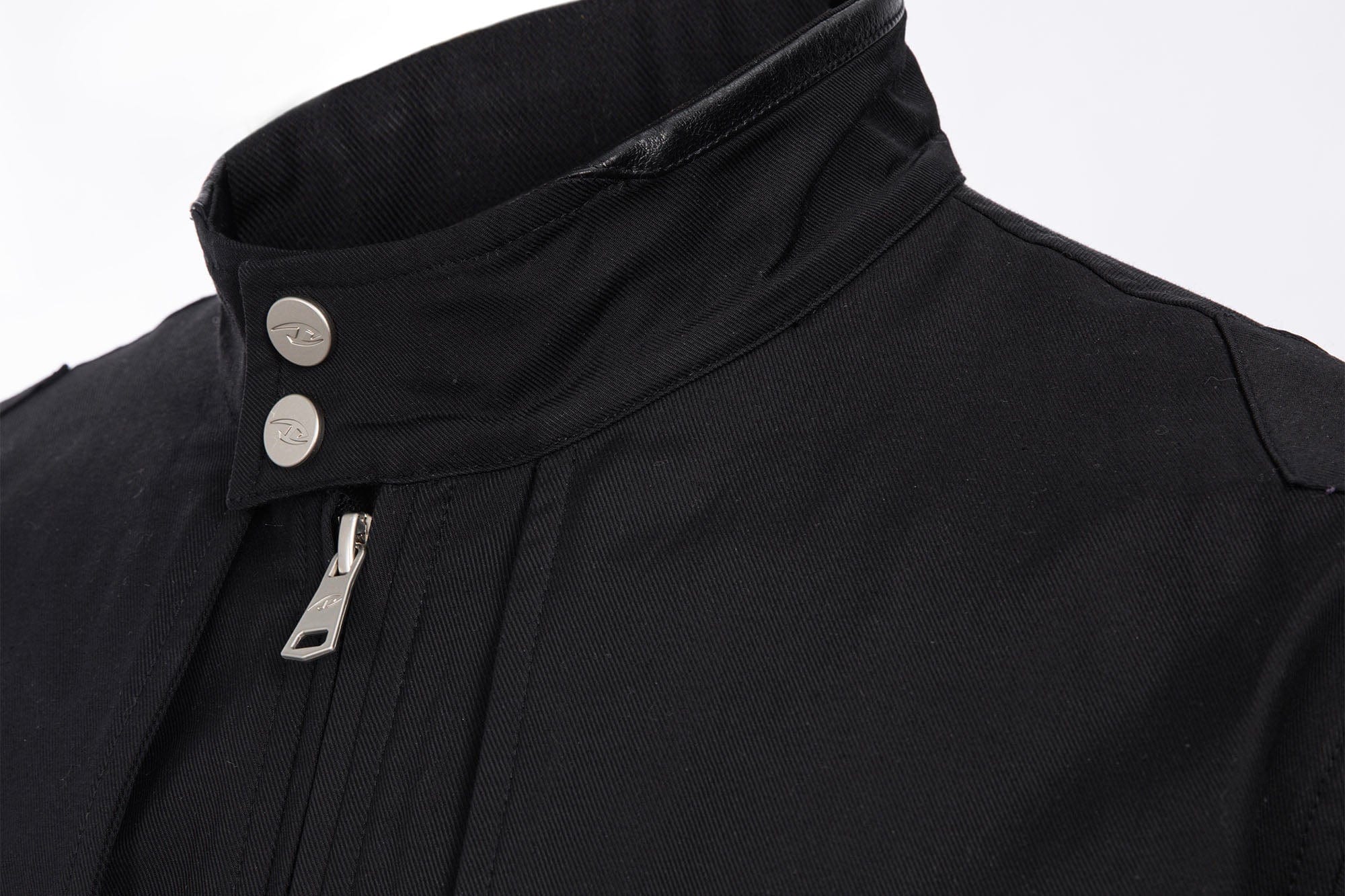 CATSSTAC Leather Panel Stand Collar Jacket